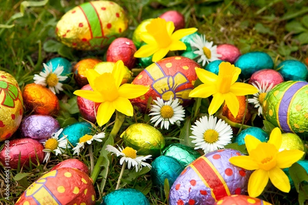 Obraz easter eggs in garden