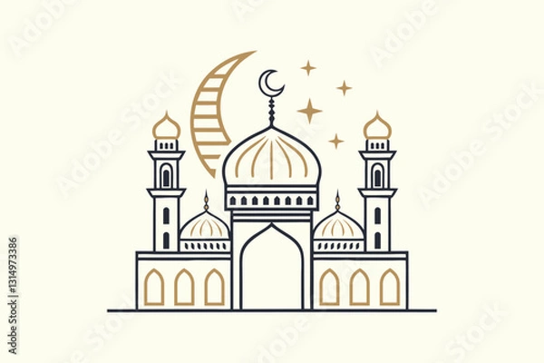 Obraz Elegant Mosque Line Art Illustration