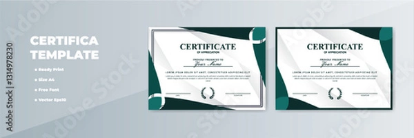 Fototapeta Green-white A4 certificate template design