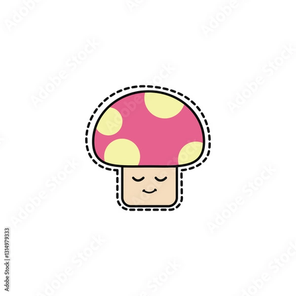 Obraz cute mushroom emoji elements vector
