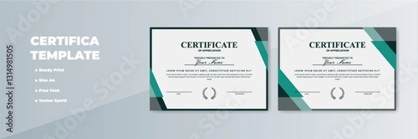 Obraz Modern A4 certificate template design with teal accents, ready to print