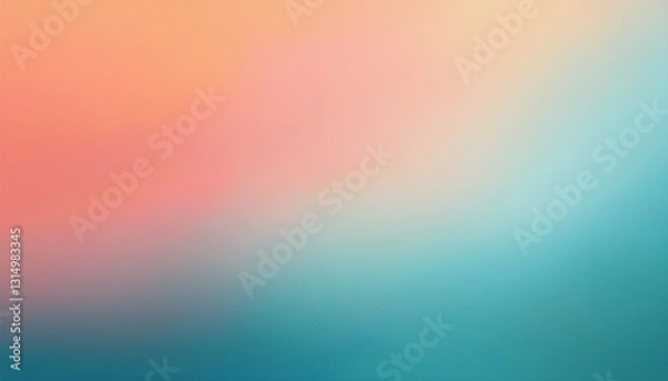 Fototapeta sky blue azure teal pink coral peach beige white abstract background color gradient ombre blur light pale pastel soft shade rough grain noise matt brushed shimmer liquid water design minimal