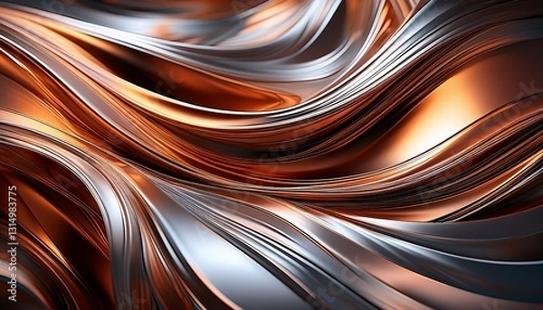 Fototapeta abstract metallic flow a symphony of silver and bronze hues