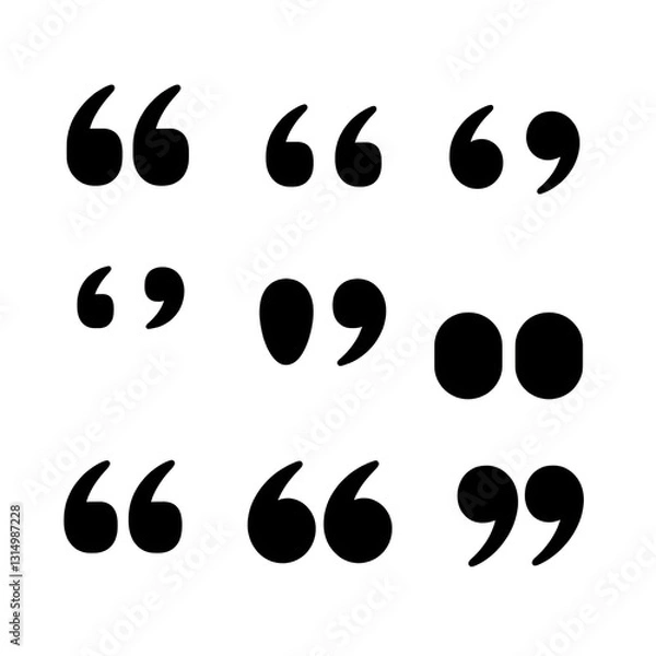 Obraz Quotes icon set. Set of black quote mark on transparent background. Quote marks