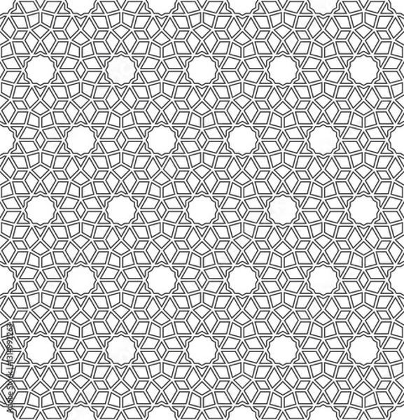 Fototapeta Seamless girih pattern. Girih 6. Traditional Islamic Design. Mosque decoration element. Seamless geometric pattern. Seamless islamic pattern. Background vector illustration. Morocco seamless vector pa