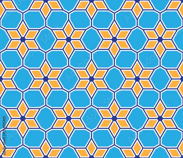 Fototapeta Seamless girih pattern. Girih 6. Traditional Islamic Design. Mosque decoration element. Seamless geometric pattern. Seamless islamic pattern. Background vector illustration. Morocco seamless vector pa