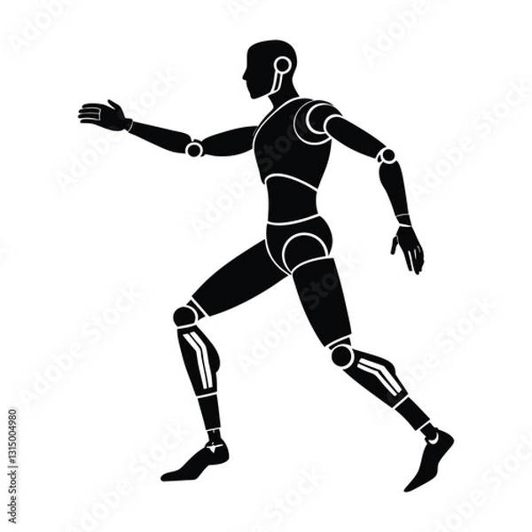 Obraz AI powered prosthetic limb in motion flat vector on white background