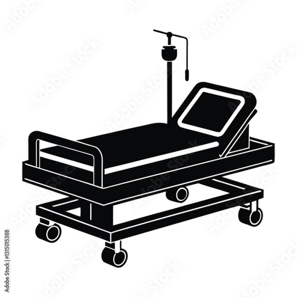 Obraz Futuristic AI controlled hospital bed flat vector with white background