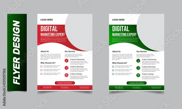 Obraz Creative poster flyer design with red and green .vector template in A4 size