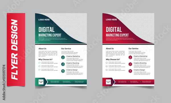 Obraz A4 flyer template, modern template, in red and green color modern design, perfect for creative professional business