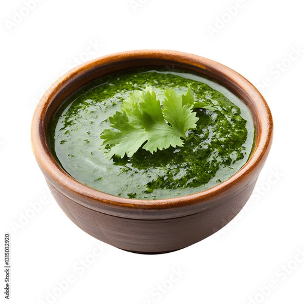 Obraz Coriander Garlic Chutney for Dhokla Isolated on Transparent Background