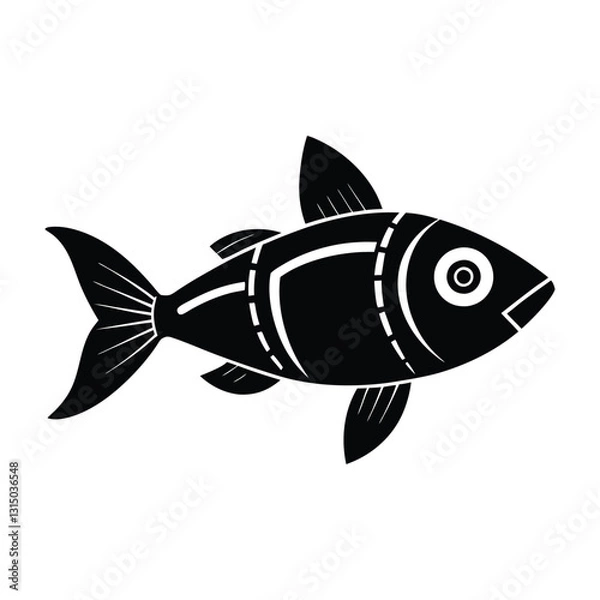 Obraz Smart Robotic Fish Swimming Flat Vector Silhouette with Transparent Background