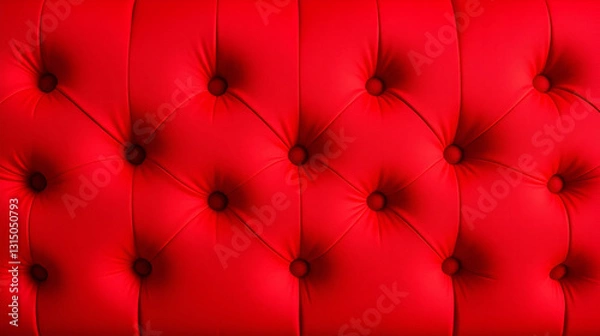 Fototapeta Red Velvet Upholstery Texture with Diamond Buttons