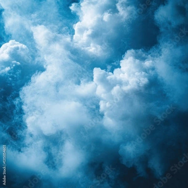 Obraz Ethereal cloudscape in hues of blue and white capturing the serene beauty of the sky from a low angle perspective