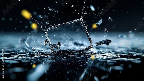 Fototapeta Shattered Ice Cube Impact