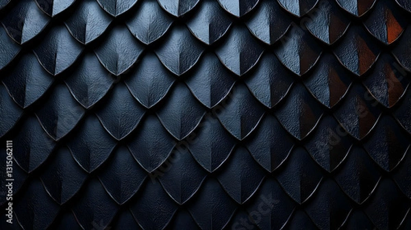 Fototapeta Dark Metallic Scale Pattern With A Textured Surface And 3D Effect For Abstract Background Design