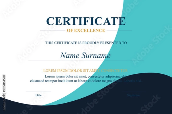 Obraz Teal-blue award certificate design template
