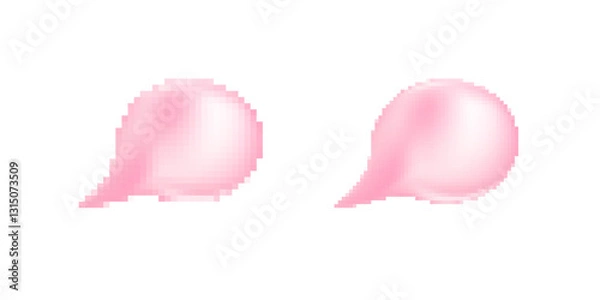 Fototapeta Two pink speech bubbles with smooth shading, showing a pixel art style.