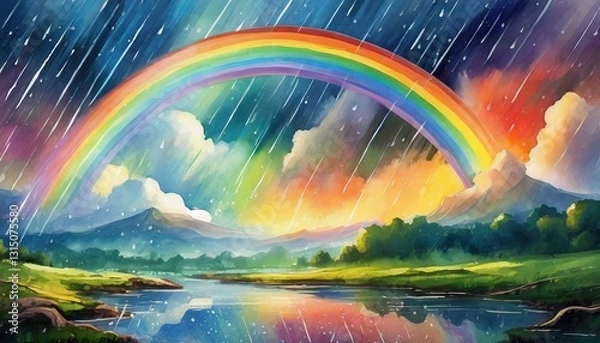 Obraz rainbow over the lake