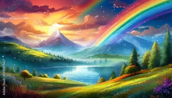 Obraz sunset in the mountains