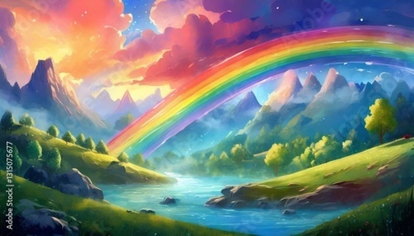 Obraz landscape with rainbow