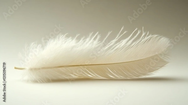 Fototapeta Delicate white feather on plain background