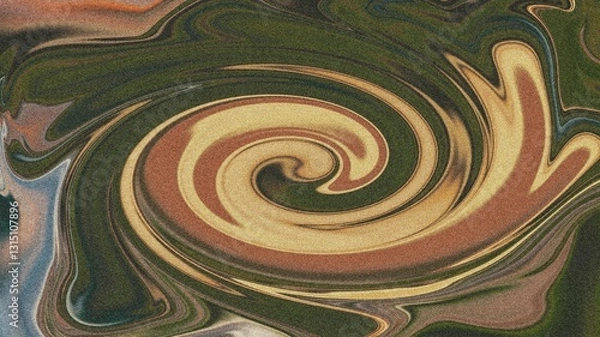 Fototapeta Abstract Swirling Artwork – Vibrant Earthy Hues of Green, Yellow, and Brown with Dynamic Fluidity, Creating Textured Motion for Creative Artistic Backgrounds and Modern Visual Designs