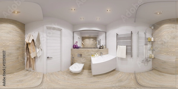 Obraz 3D Spherical 360 degrees, seamless panorama of bathroom interior