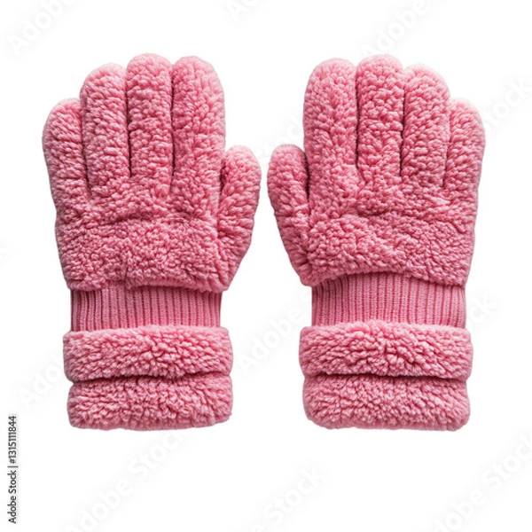 Fototapeta Fingerless Fleece Gloves with Elastic Wristbands Isolated on Transparent Background