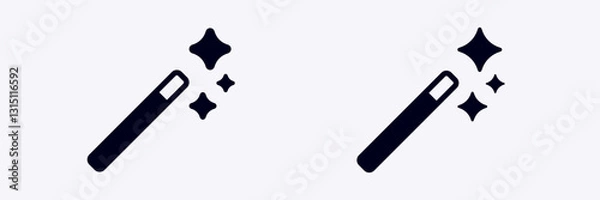 Fototapeta Simple magic wand icon with sparkling stars, symbolizing enchantment, wonder, and imagination.