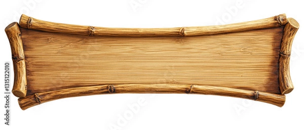 Obraz Rectangular Light Brown Wooden Sign with Bamboo Frame