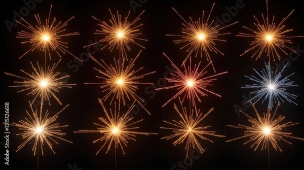 Fototapeta Set of Sparkling Lights and Flashes
