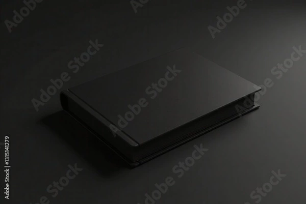 Fototapeta A Single Black Book Resting on a Dark Surface, Representing Mystery and the Unknown