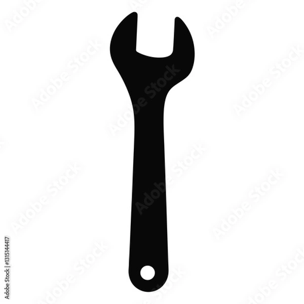 Obraz Black silhouette of a wrench on a white background, tool concept