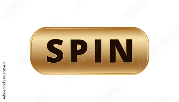 Fototapeta A rectangular gold button with black text reading spin. used for online games and interactive media.