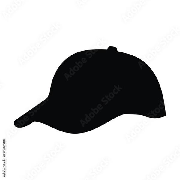 Fototapeta Silhouette of a Baseball Cap with Curved Brim and Button on Top
