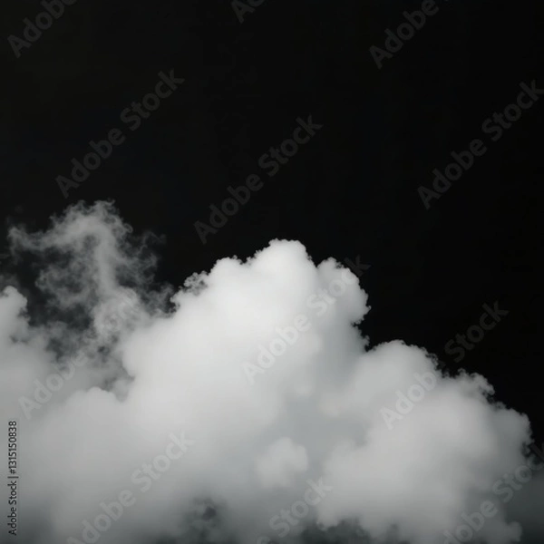 Fototapeta Dense white smoke cloud on black backdrop Dramatic contrast , blurry, atmospheric, black