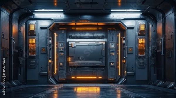 Obraz Exploration of sci-fi technology futuristic room digital art high-tech environment interior viewpoint