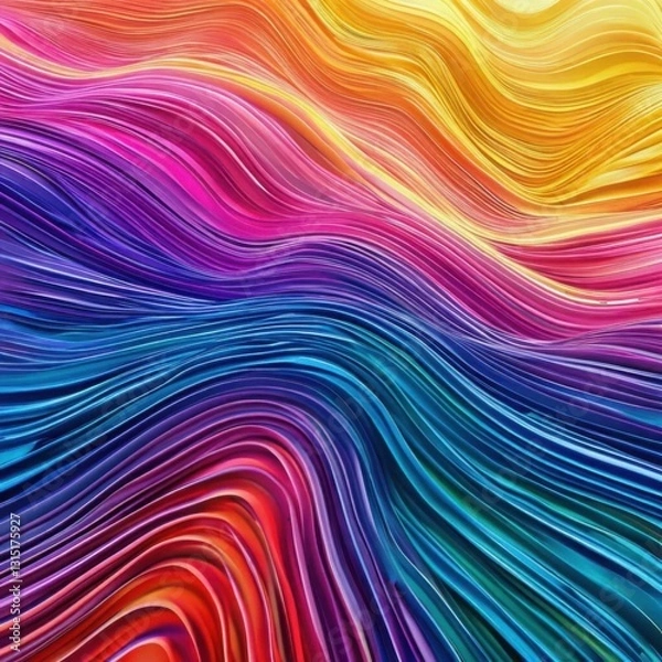 Fototapeta Abstract wave pattern with green and blue stripes and gradient transitions. Generated AI