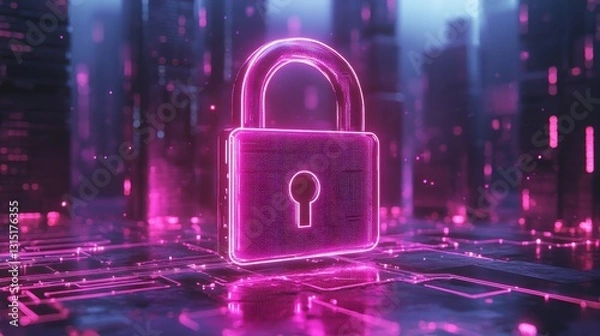 Fototapeta Securing digital data cyber security graphic design futuristic environment high-tech viewpoint protection concept