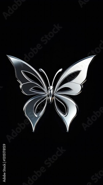 Fototapeta Elegant Chrome Butterfly: A Symbol of Transformation and Beauty