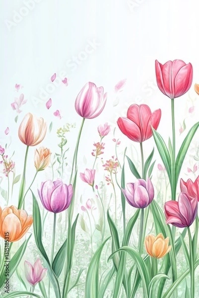 Fototapeta Beautiful tulip flower in Spring.