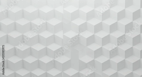 Obraz geometric pattern, 3D cubes, isometric design, monochromatic, grayscale, tessellation, abstract background, seamless texture, minimalist, optical illusion, depth perception, light and shadow, architec
