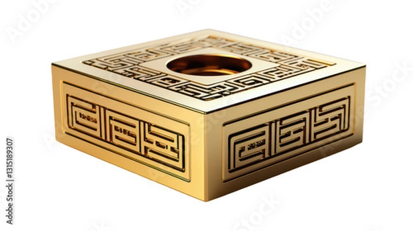 Fototapeta 3D Chinese Gold Coin Isolated on Transparent Background, PNG