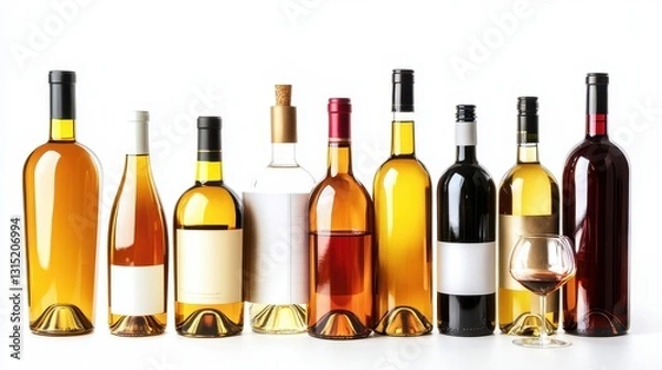 Fototapeta A collection of student textbooks, notebooks, and writing tools arranged neatly on a white isolated background