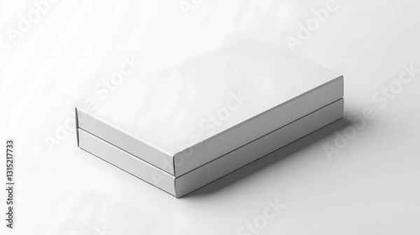 Fototapeta Realistic close-up of a sleek tech white gadget box, rectangle form, white background