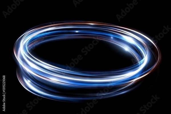 Obraz A blue illuminated circle within a round frame on a black background, great for technology or futuristic design themes