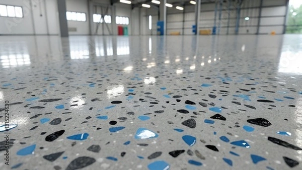 Fototapeta A low-angle, close-up shot of a polished concrete floor.