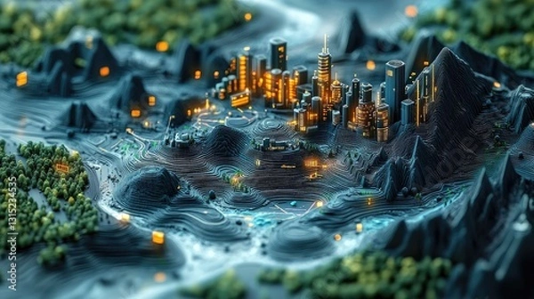 Fototapeta World Rivers Day high tech data concept