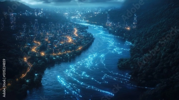 Fototapeta World Rivers Day high tech data concept